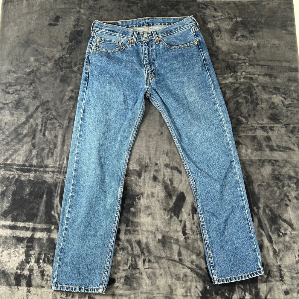 Levis 505 Regular Fit Straight Leg Jeans Mens 34x32 Blue Medium Wash Denim